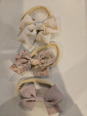 Girls' Bow Headband Set - Pink, Cream, Floral
